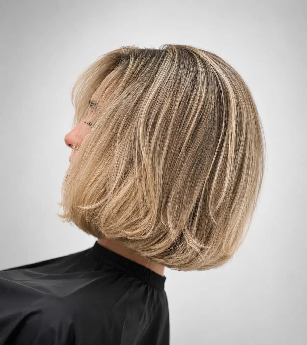 Corte bob en tonos rubios con acabado natural